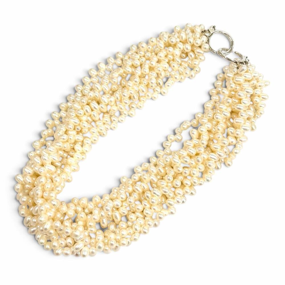 TIFFANY&Co. Tiffany Parma Picasso Freshwater Pearl 925 Torsade 8-Strand Neckl...